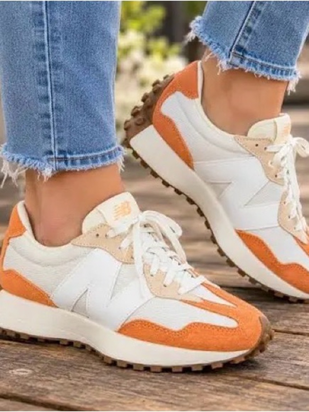 White & Orange New Balance Sneakers